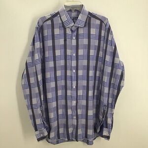 Bugatchi Men’s Checkered Long Sleeve Button-Up Casual Career Shirt Size XL